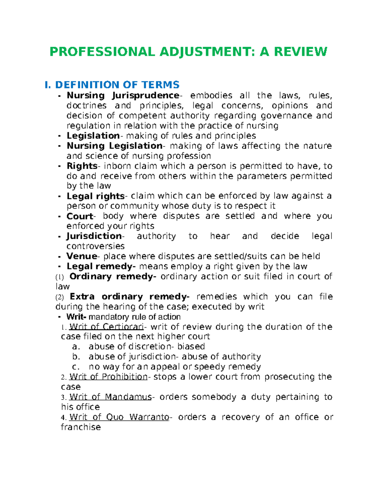 VTONGUUAOIJC Professional Adjustment Study Guide and Notes - Studocu