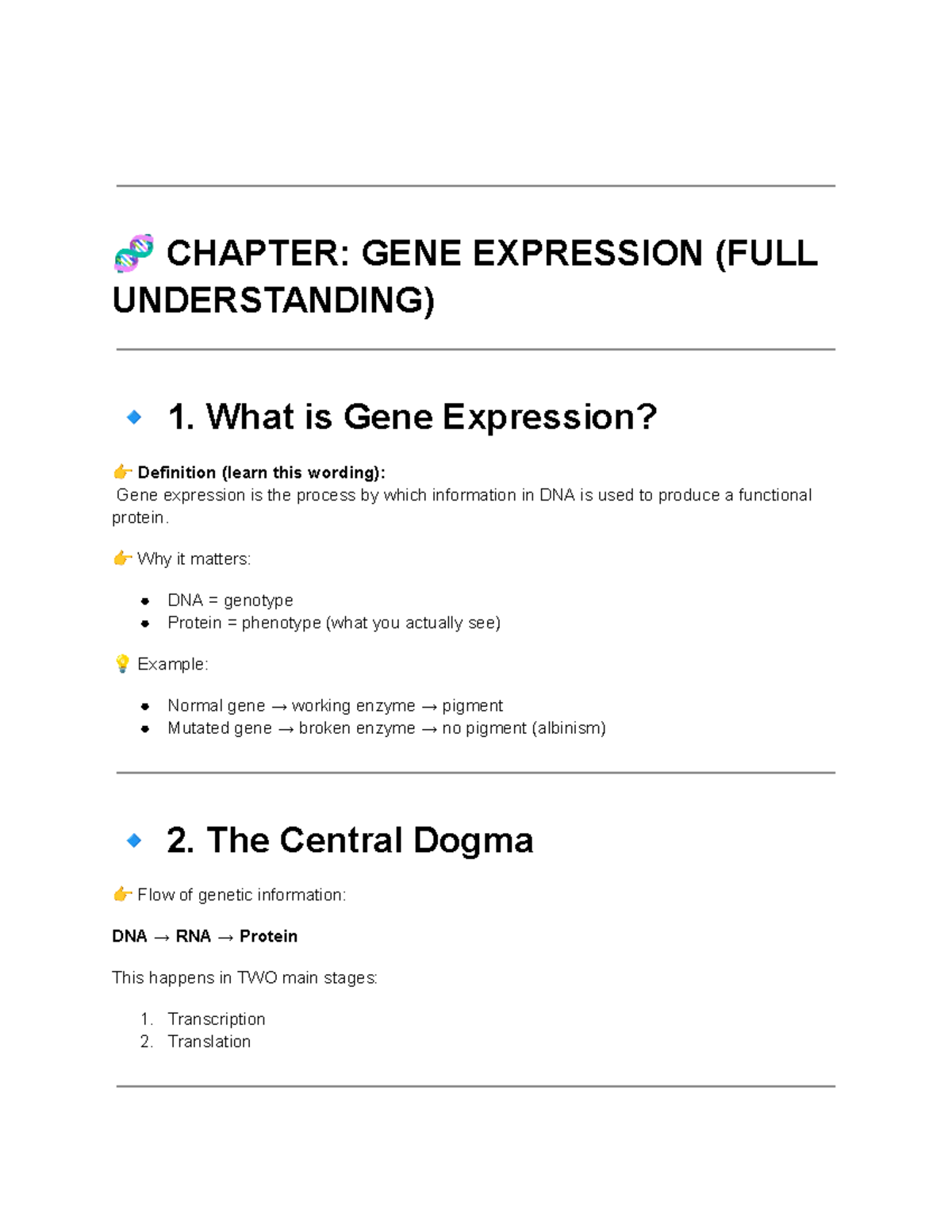 CHAPTER: GENE EXPRESSION (FULL UNDERSTANDING) - Summary Notes - Studocu