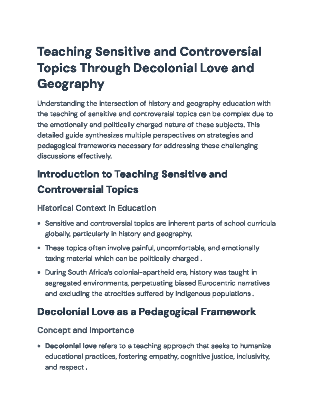 Teaching Sensitive Topics in Geography: A Decolonial Love Approach ...