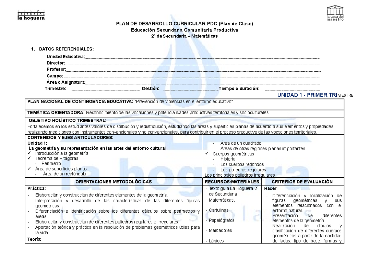 PDC Matemáticas 2º Secundaria: Plan de Desarrollo Curricular y Unidades ...