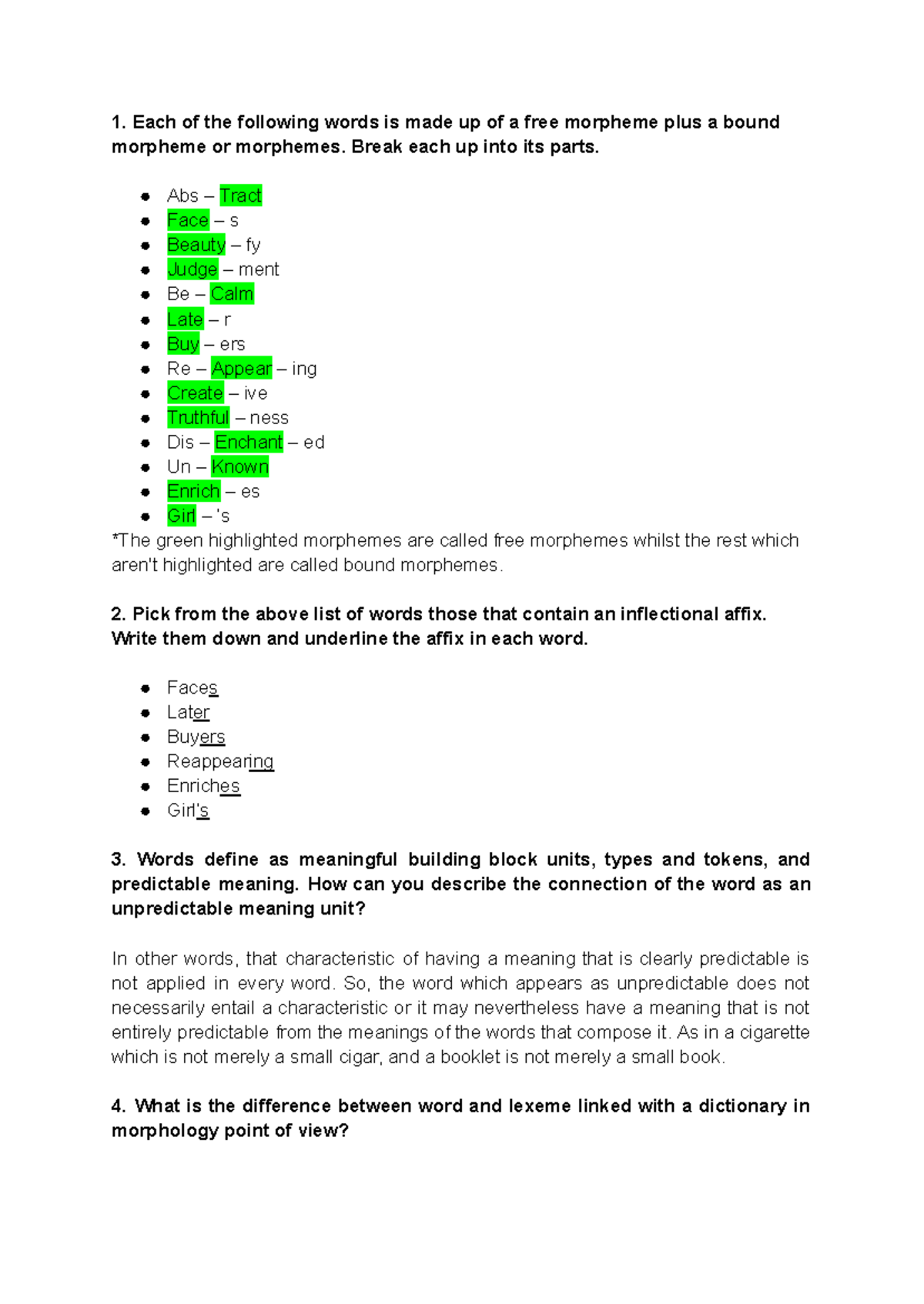 Midterm ENG Morphology & Syntax: Analyzing Morphemes and Words - Studocu