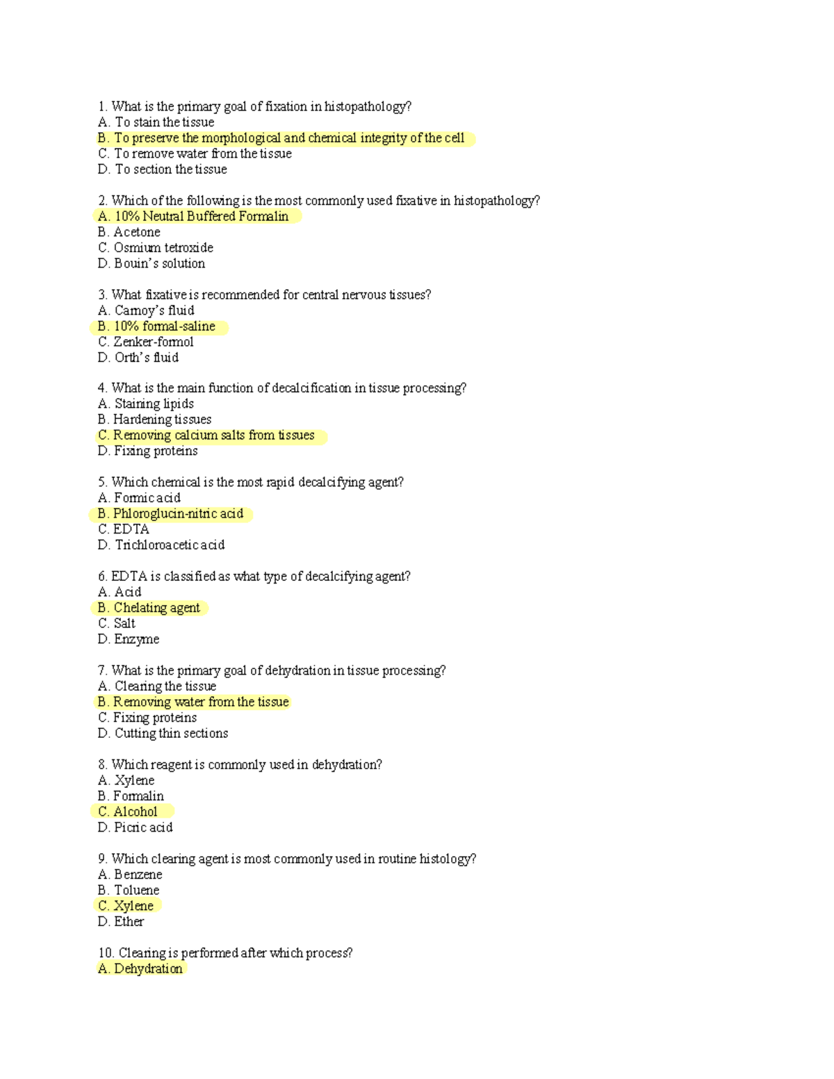 Histopathology Study Guide: Key Concepts and Fixation Techniques - Studocu