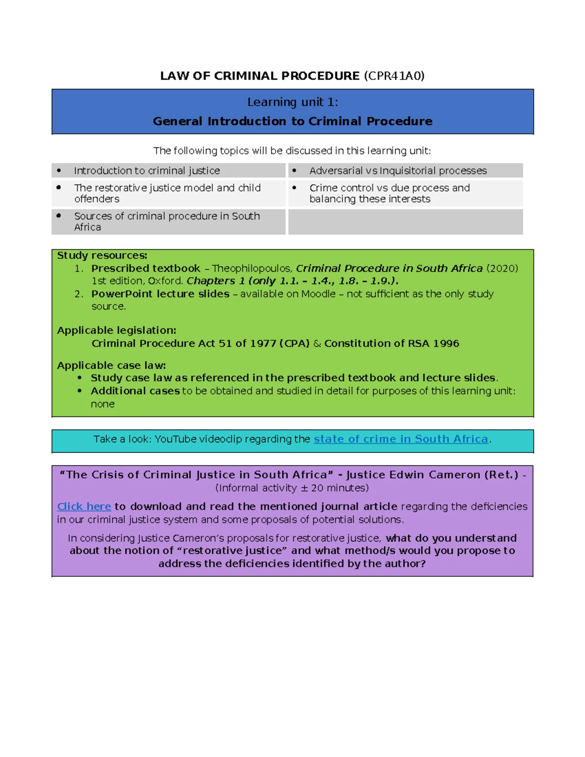 Chapter 1 - Summary of Criminal Law Principles (CL101) - Studocu