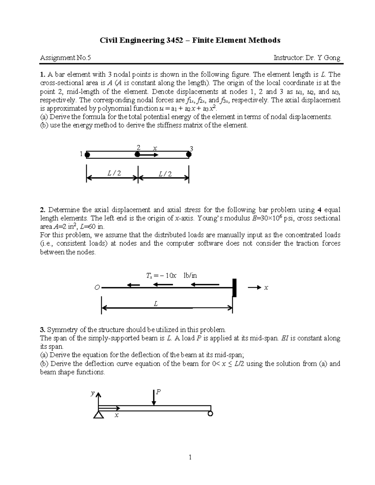 Assignment 5: ECIV3452 Finite Element Methods Analysis - Studocu
