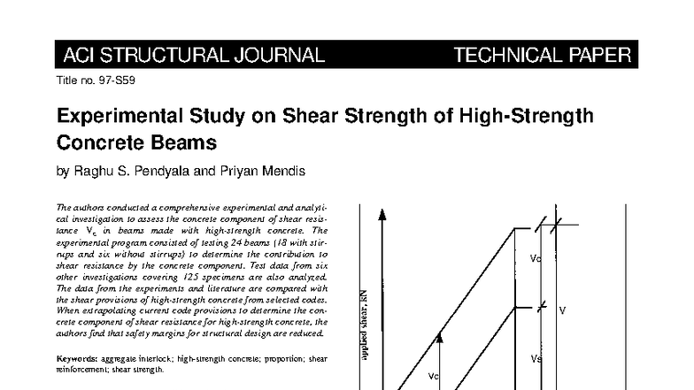 Experimental Study on Shear Strength of Concrete Beams (ACI 97-S59 ...