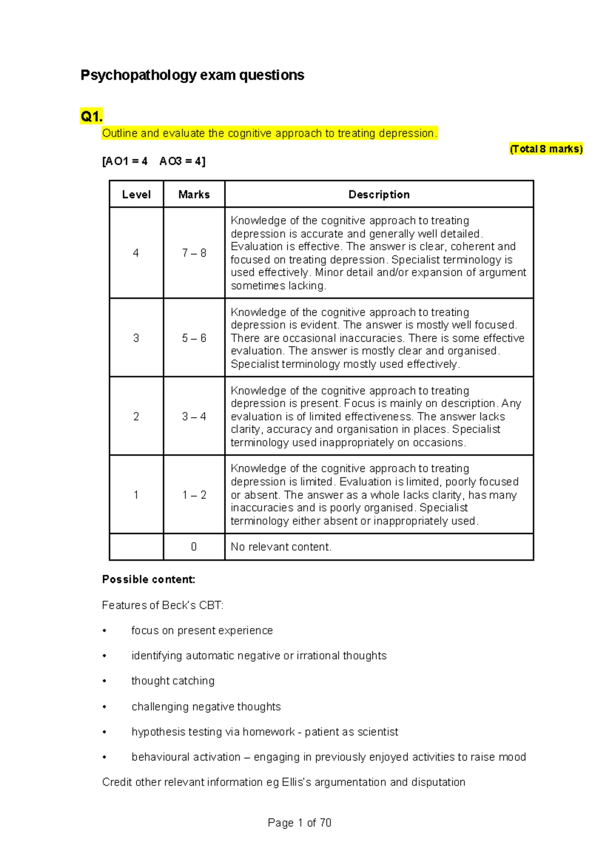 Psychology Exam Questions & Answers (PSY101) - Studocu
