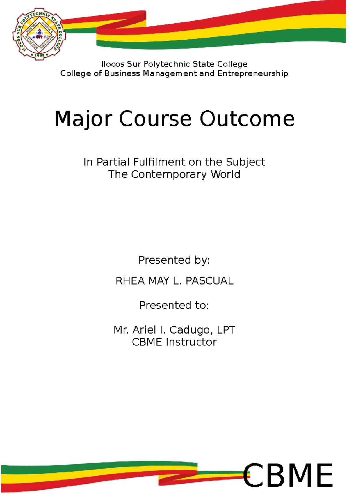 CBME Major Course Outcome: Analyzing Globalization's Impact - Studocu