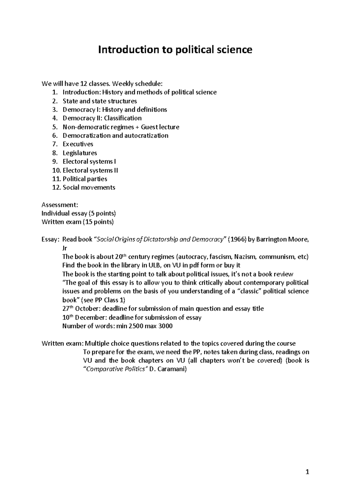POLI-D107 Lecture Notes: Introduction to Political Science - Studocu