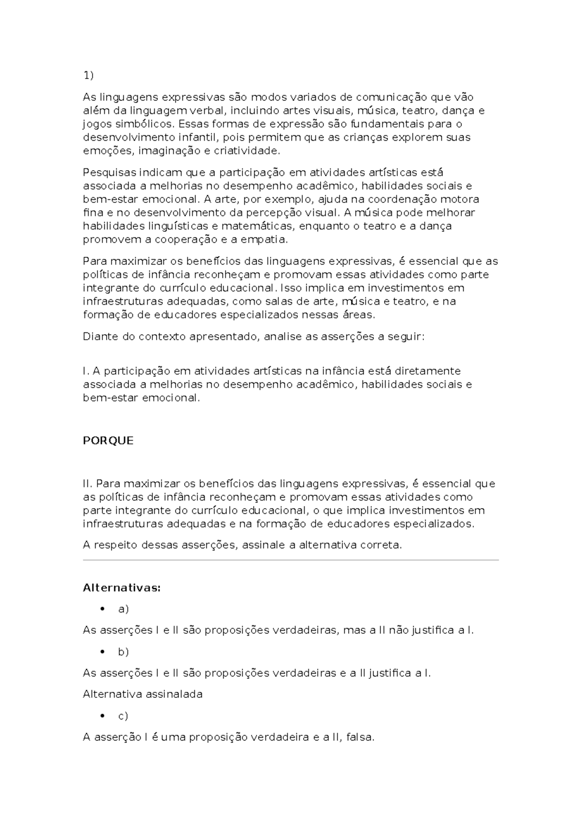Lista de Exercícios - Atividades sobre Linguagens Expressivas e ...