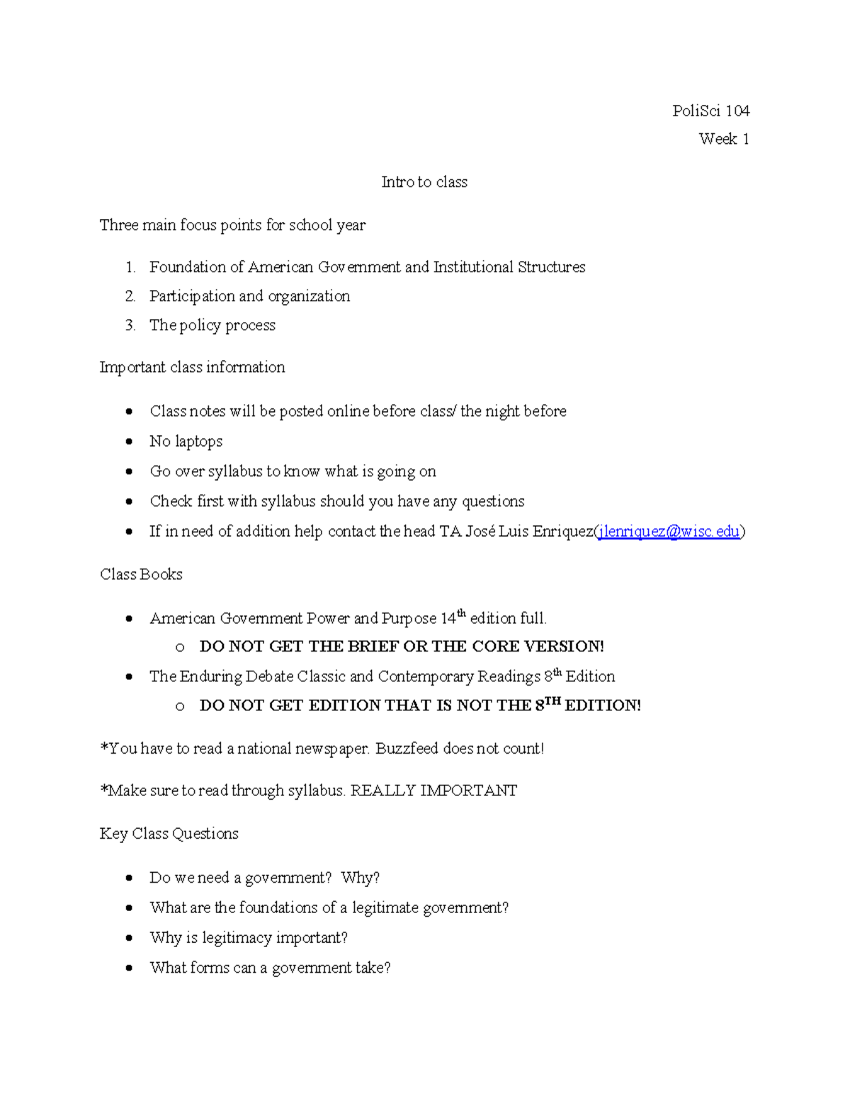 Introduction To American Politics And Government - Summary - PoliSci ...