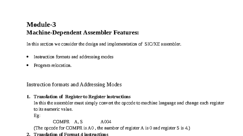 Assembler Design and Implementation: Instruction Formats & Addressing ...