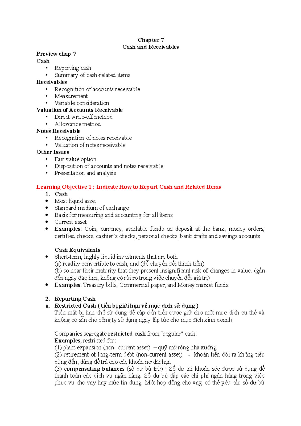 Chapter 7 - Review - Chapter 7 Cash and Receivables Preview chap 7 Cash ...