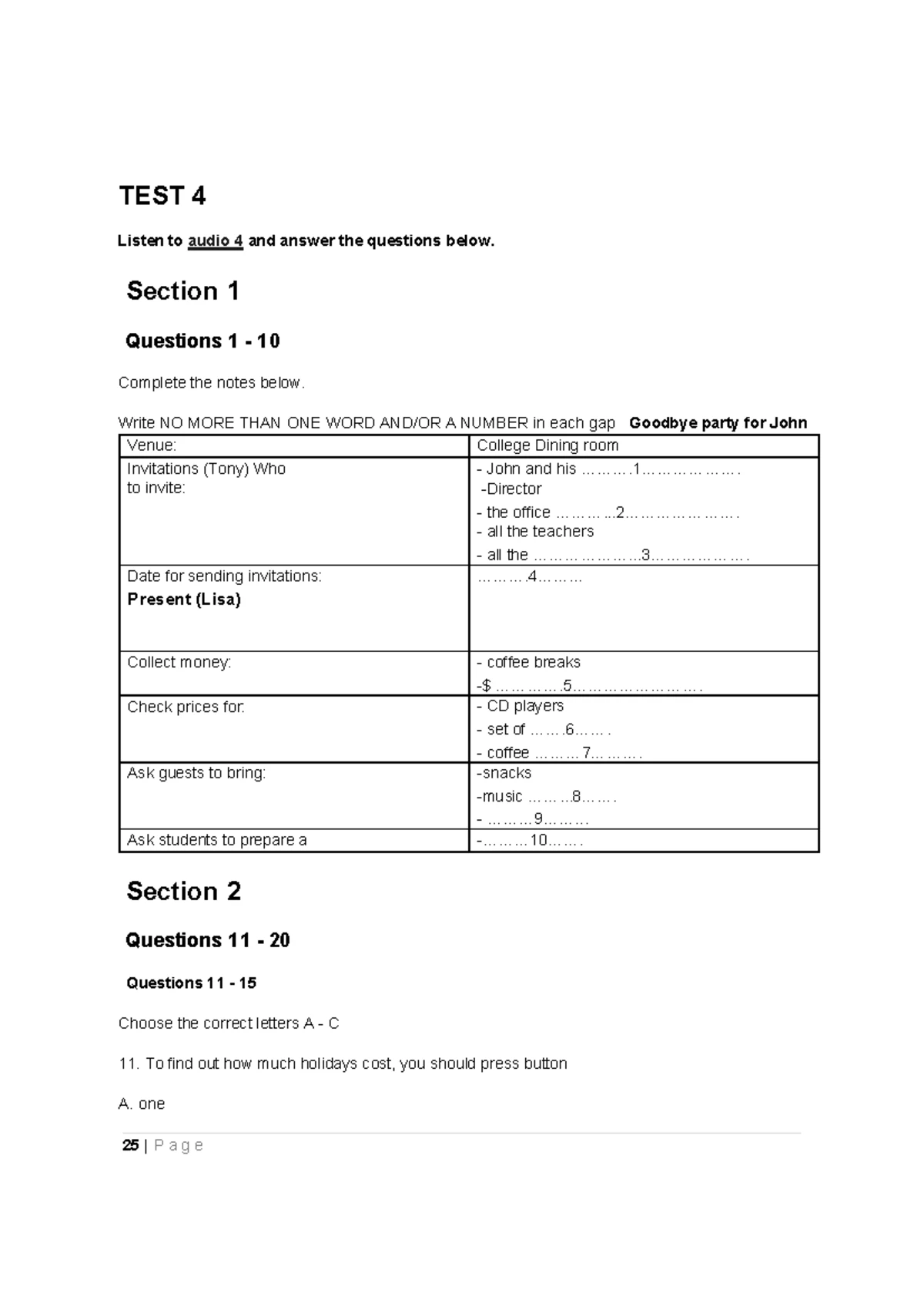 Lis - test 7 - it's a practice test for ielts listening - 39 | P a g e ...