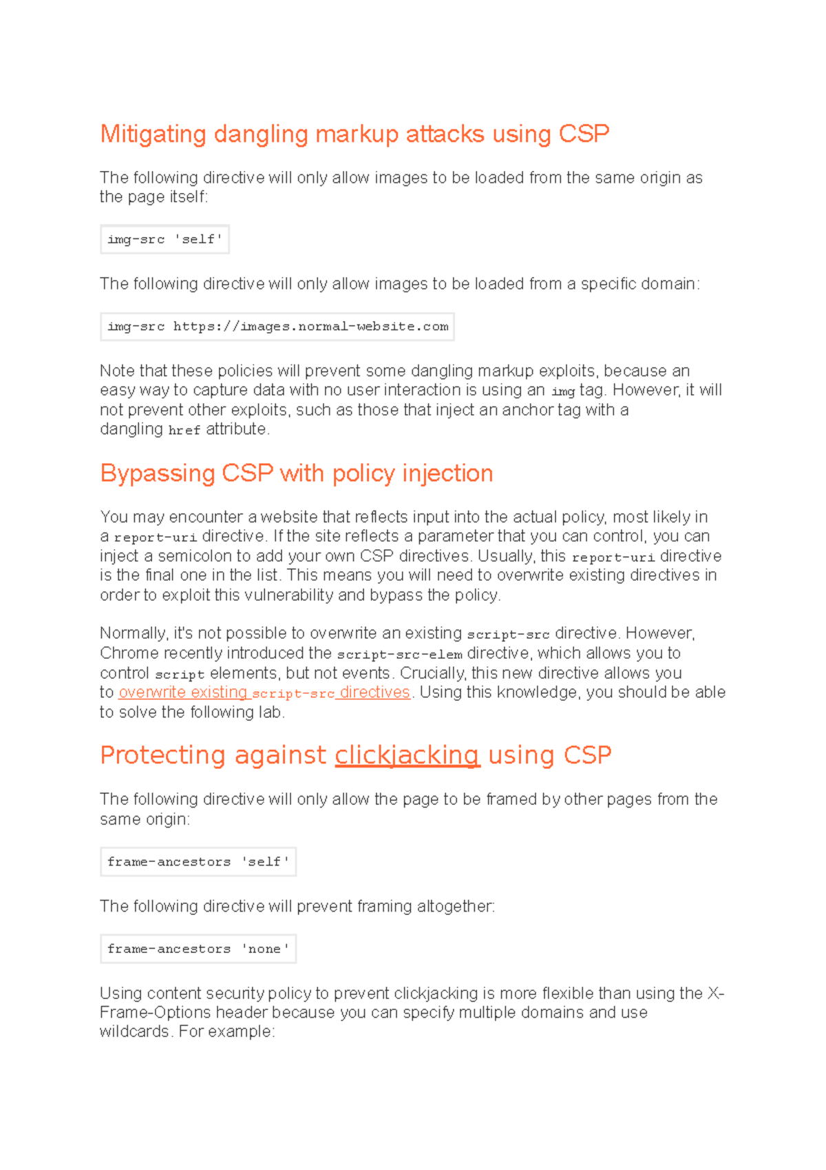 CSP Best Practices: Preventing Clickjacking & Dangling Markup Attacks ...