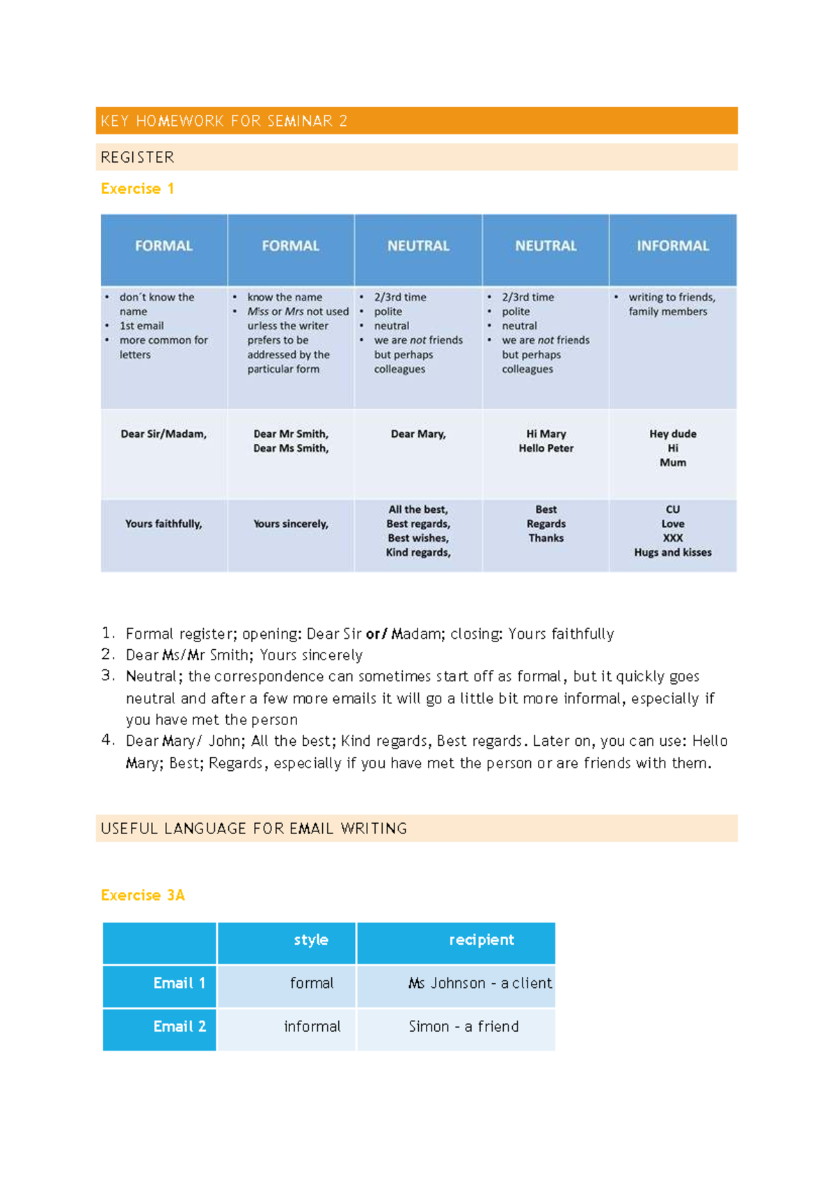 KEY REGISTER EXERCISES FOR SEMINAR 2 - Studocu