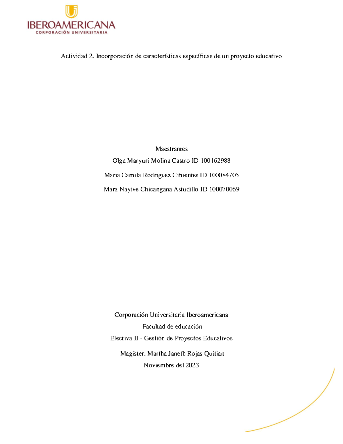 Actividad 2: Características de un Proyecto Educativo Intercultural - Electiva II - Document Preview