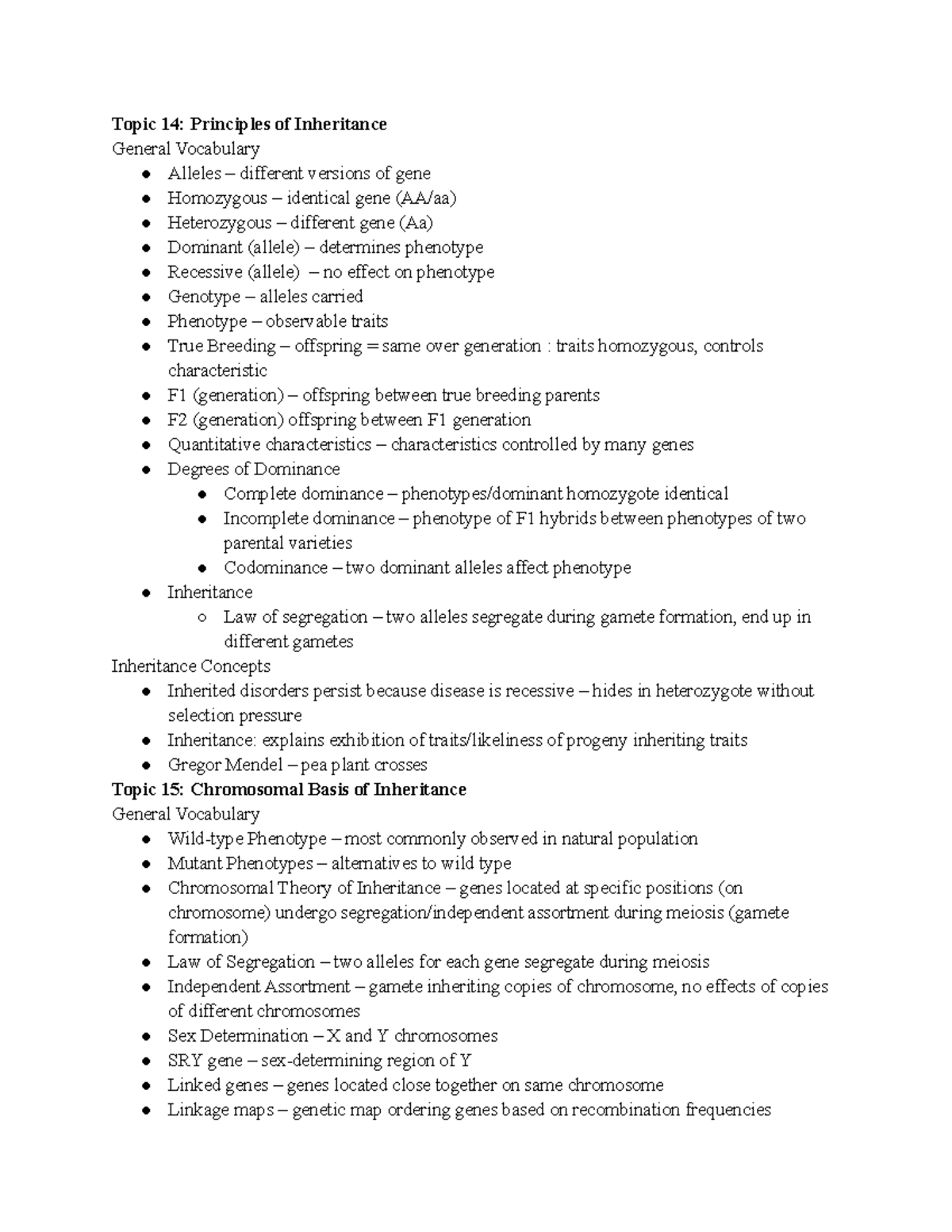 Exam 3 - Study Guide - General Biology (BIOL 1009) for Professor Sue ...