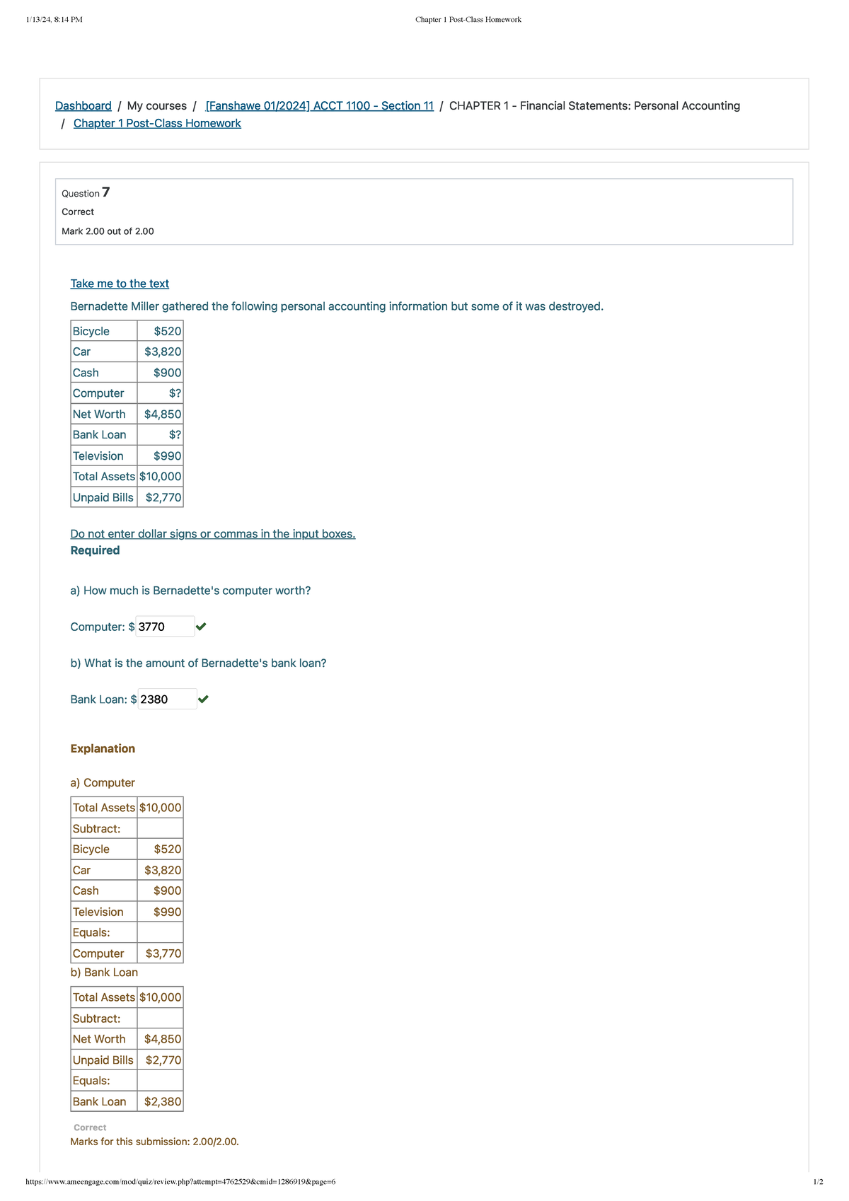ACCT 1100 Final Exam Chapter 1 Post-Class Homework Solutions - Studocu