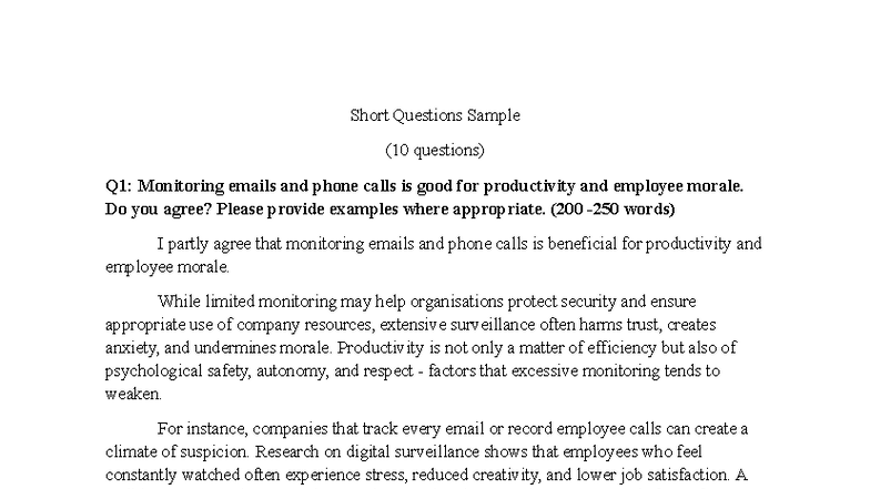 Test 02 - Short Questions SampleD - Short Questions Sample (10 ...
