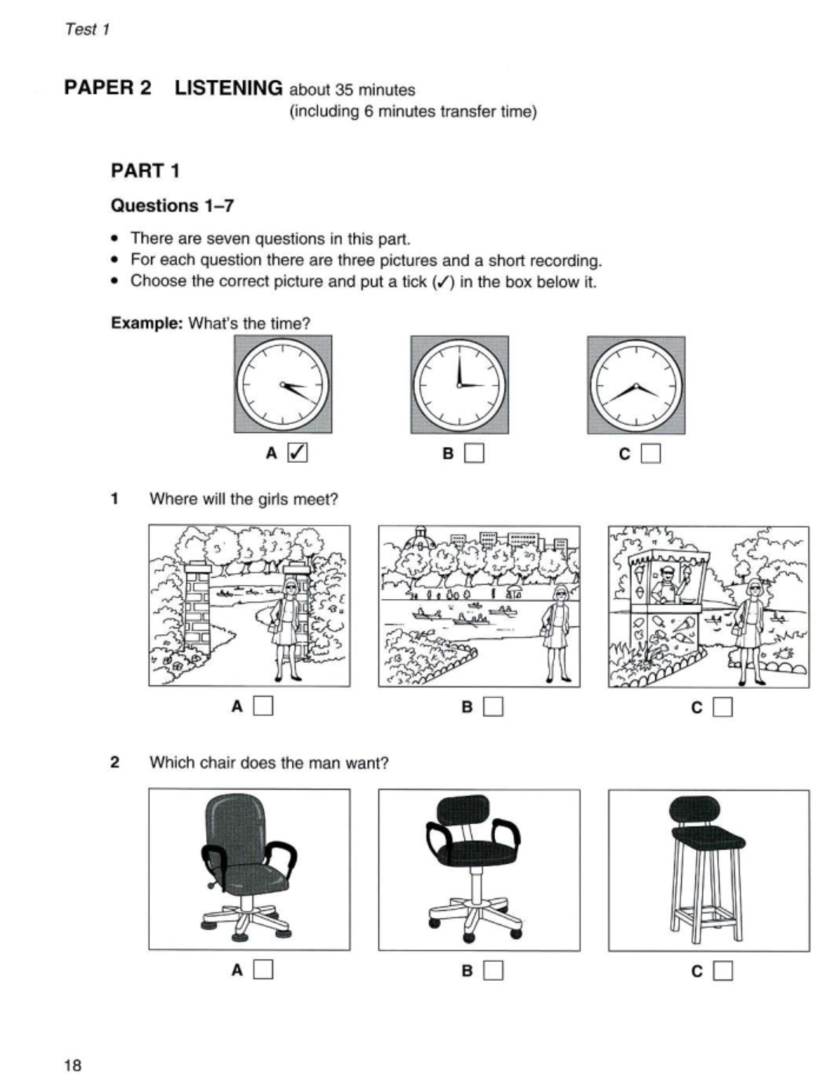 PET 2 Listening Test 1 Paper 2: Questions & Answers Guide - Studocu
