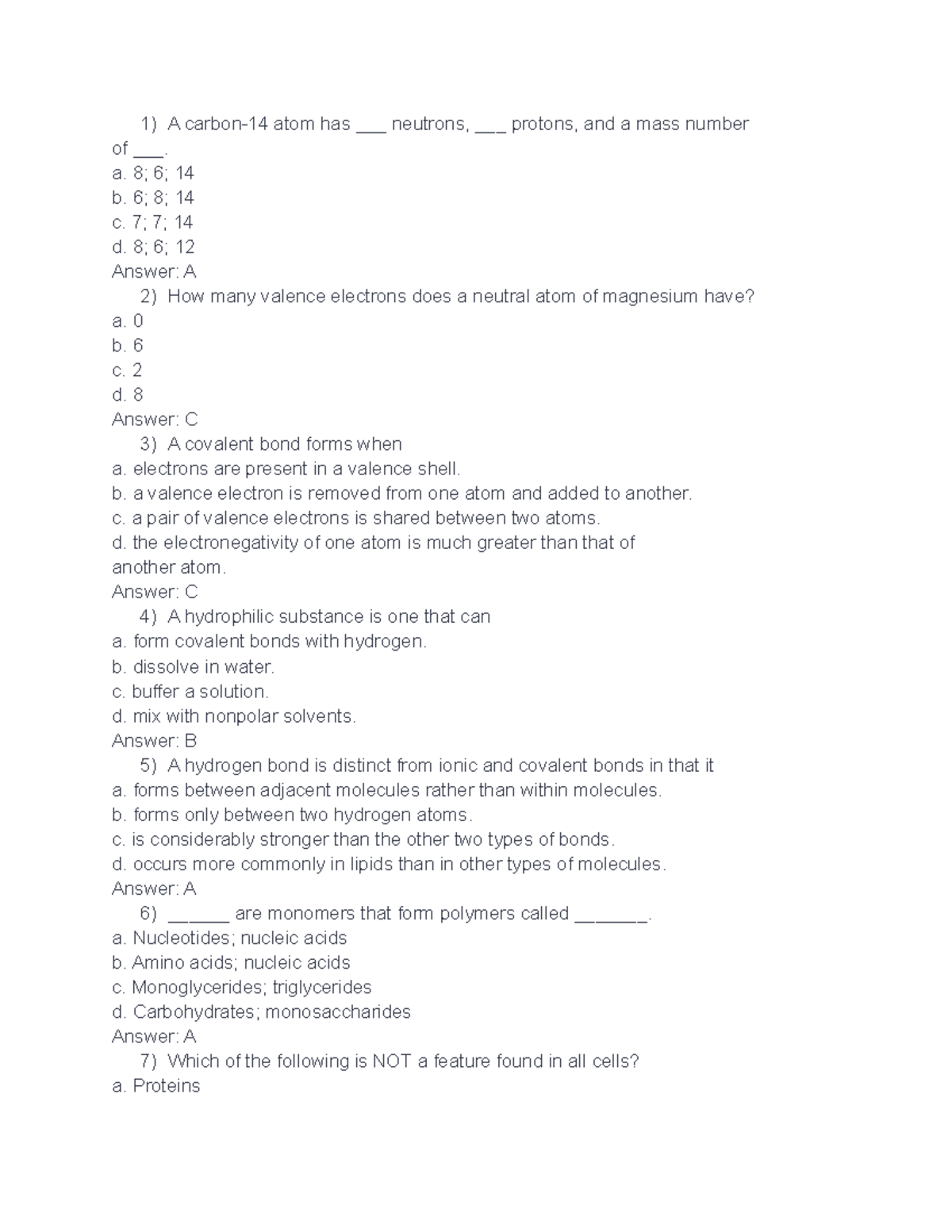 Bio 100 Final Exam Multiple Choice Practice Questions - Studocu