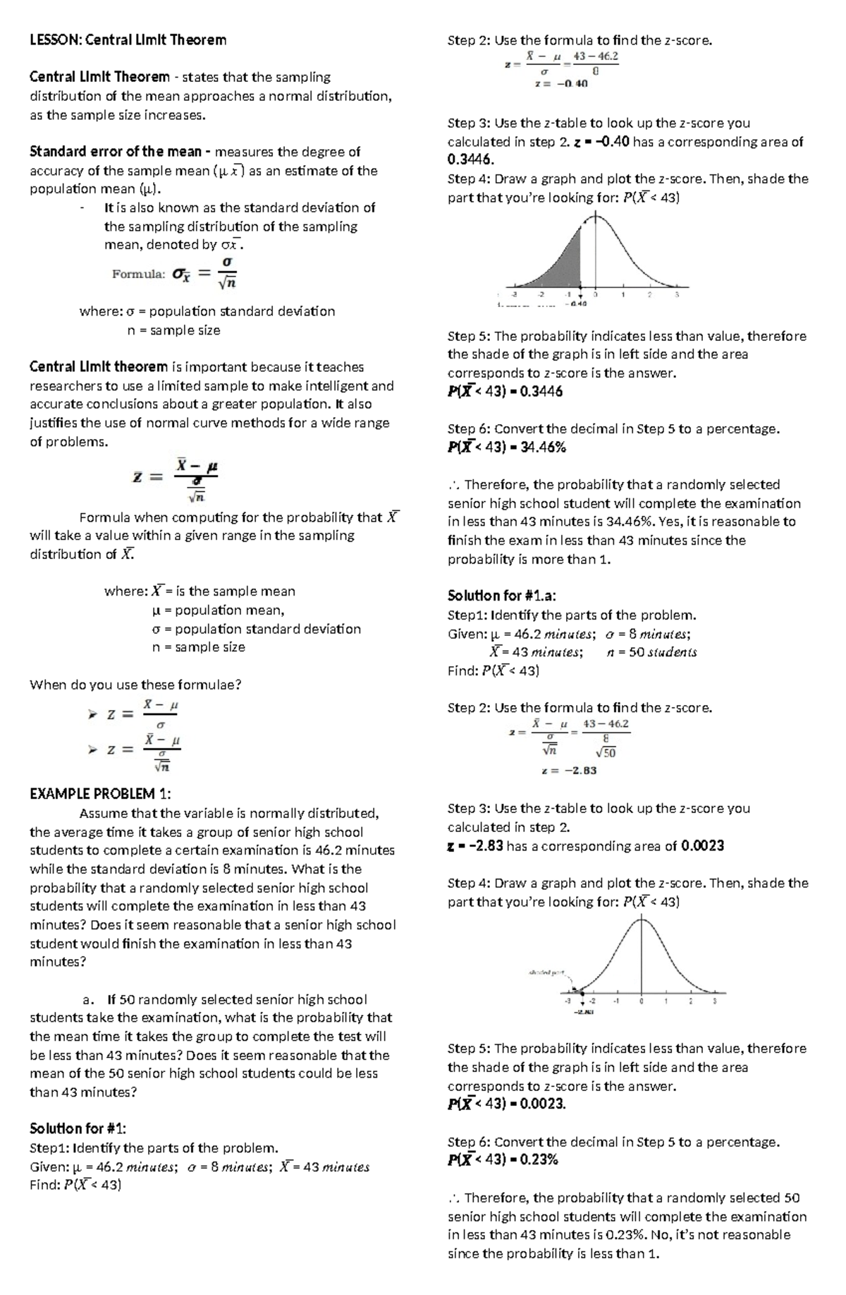 Lesson 8: Understanding the Central Limit Theorem and Its Applications ...