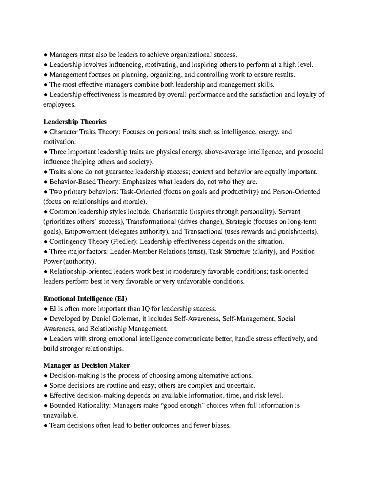Chapter 11 Study Guide: Leadership and Management Essentials - Studocu