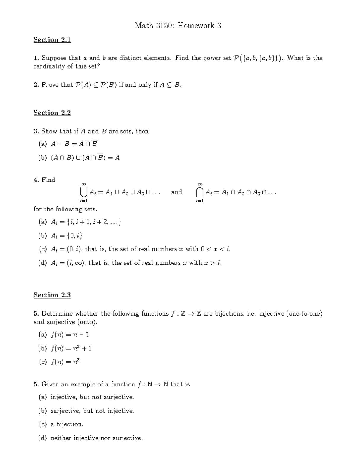 3150 HW3 - homework - Math 3150: Homework 3 Section 2. Suppose that a ...