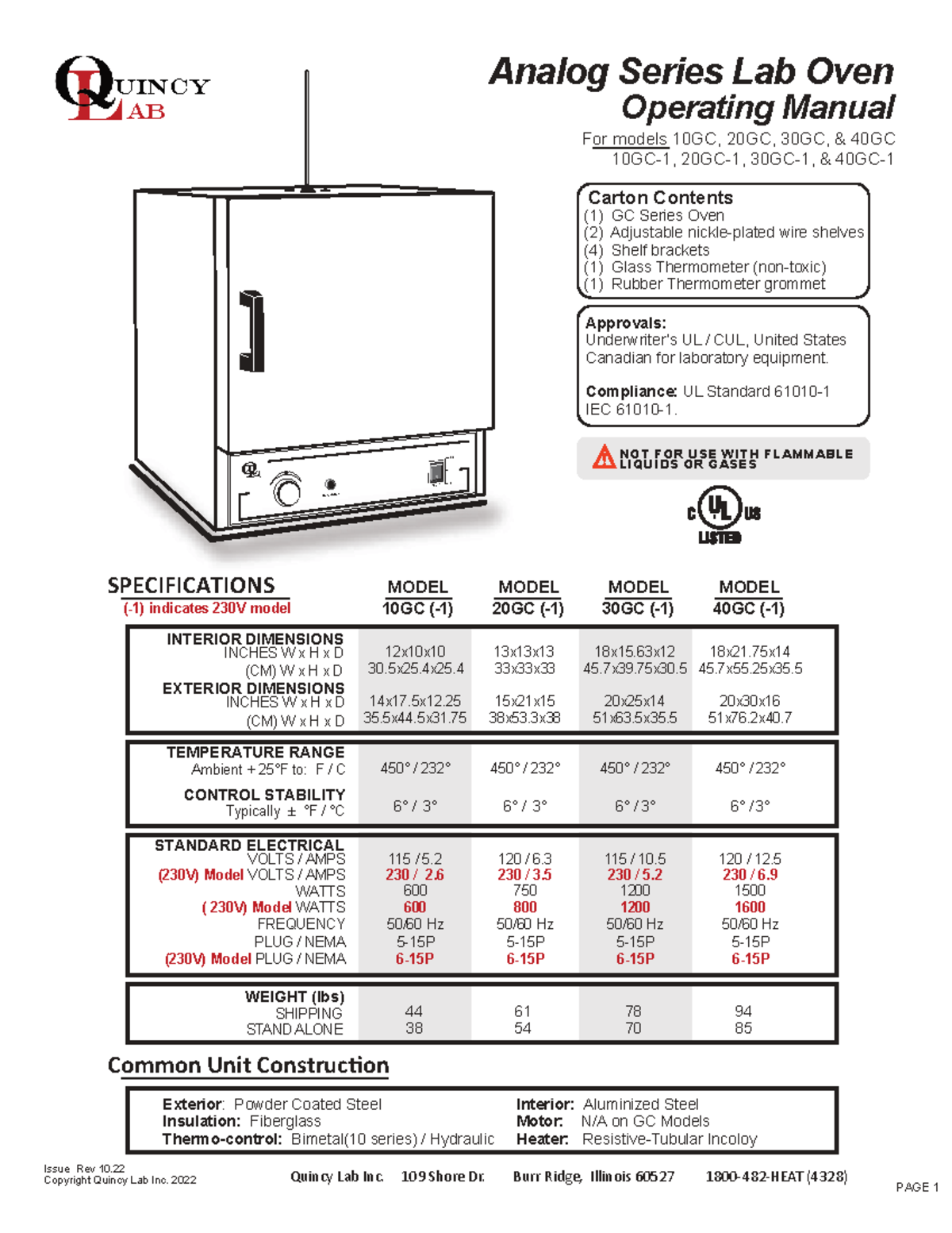 (R) GC Series Operating Manual - Analog Lab Oven Models 10GC-40GC - Studocu