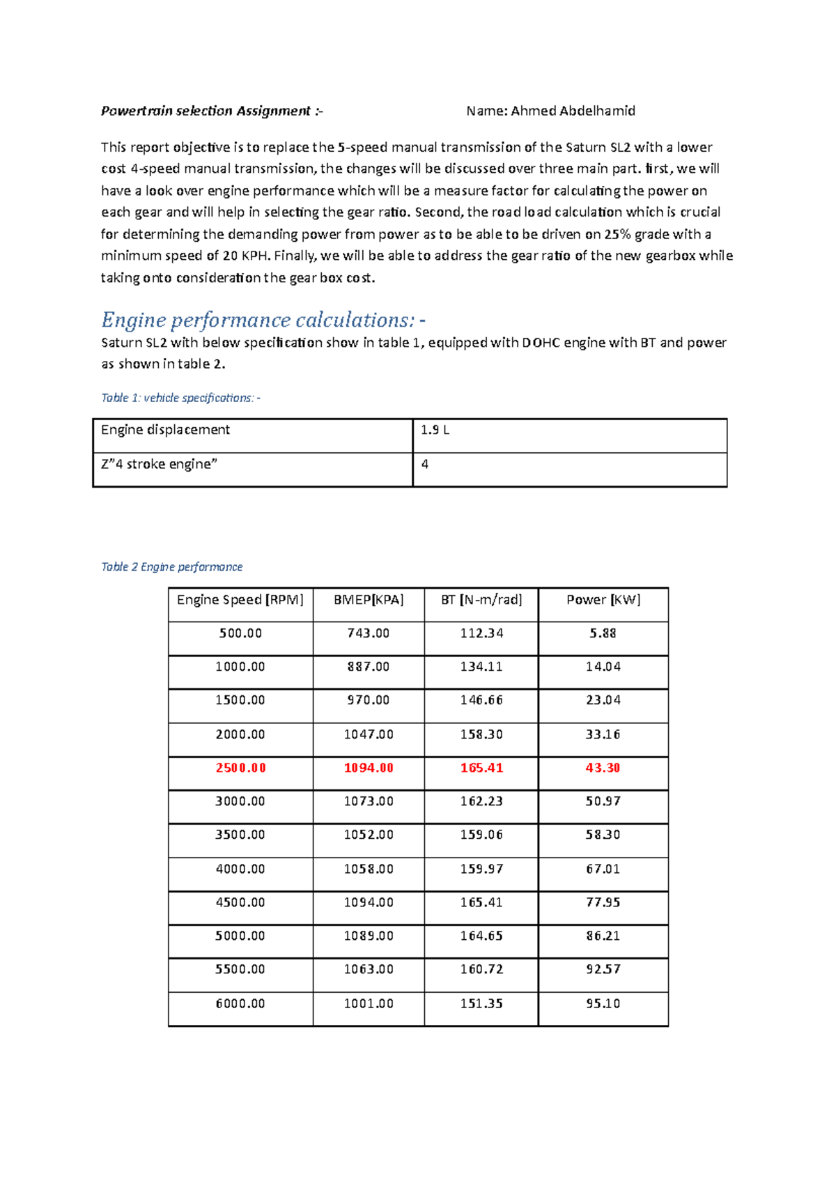 Powertrain selection Assignment - first, we will have a look over ...