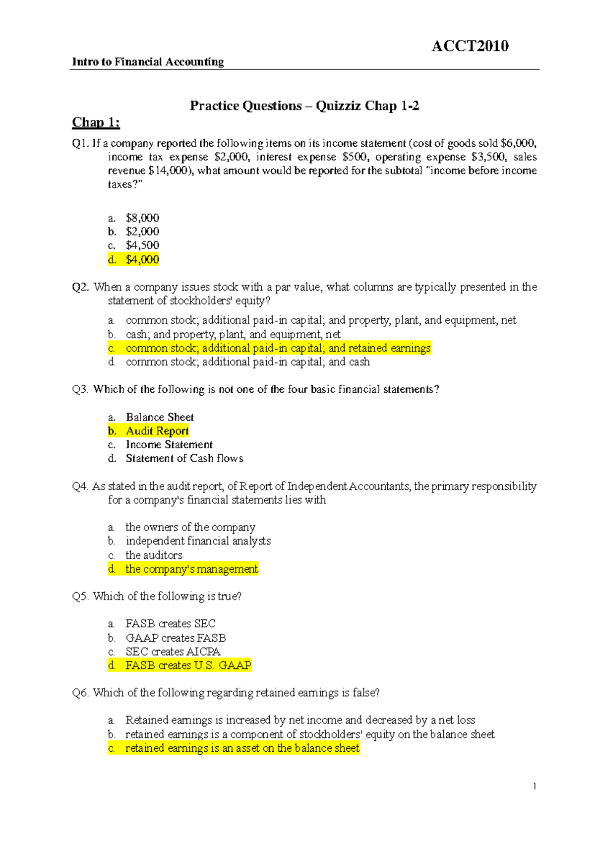 Practice Quizziz Ch1-2 - Intro to Financial Accounting Practice ...