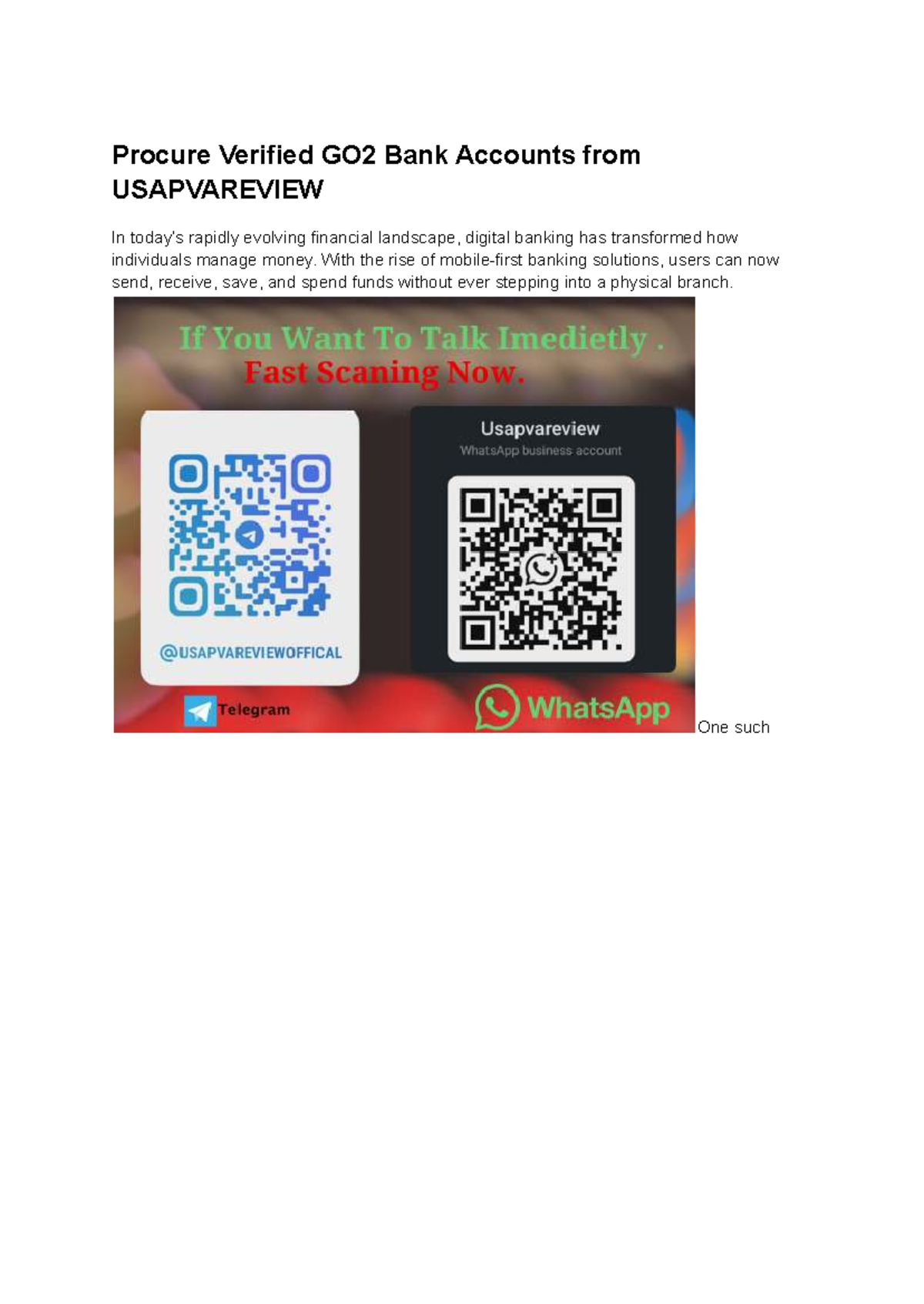 Risks of Procuring Verified GO2 Bank Accounts from USAPVAREVIEW - Studocu