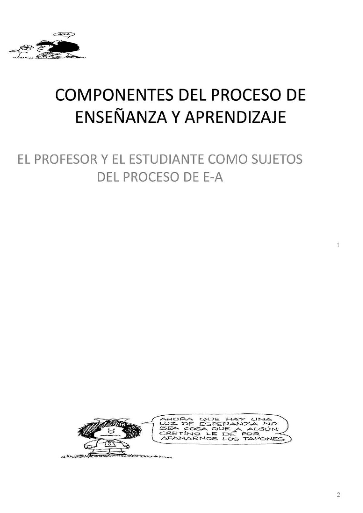 Componentes del Proceso de Enseñanza y Aprendizaje en la Educación ...