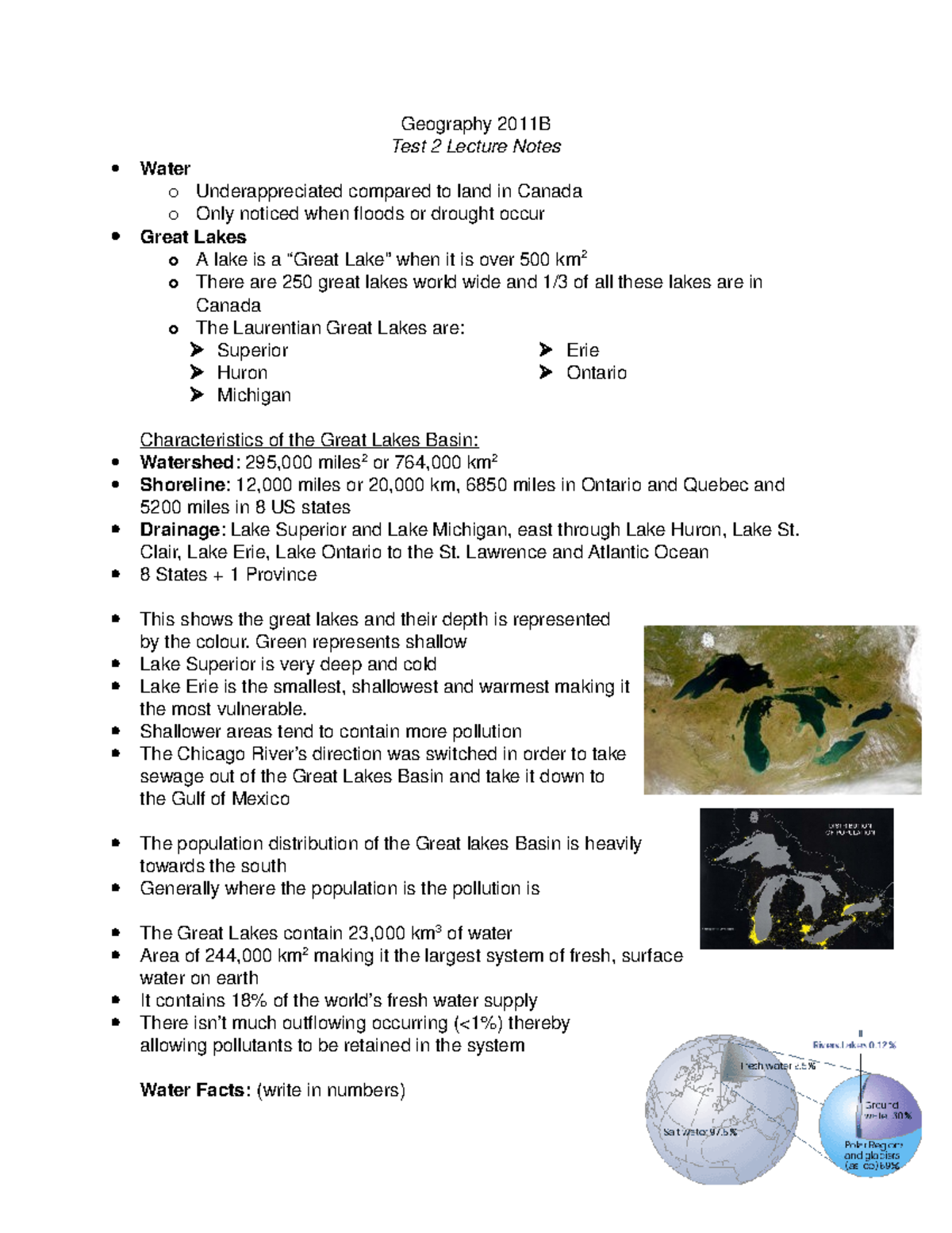Geography 2011B Midterm Lecture Notes on Great Lakes Ecosystem Issues ...