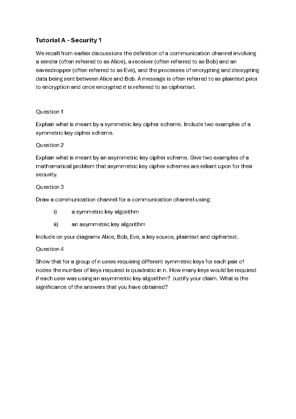 DSS Tutorial 1 - Security Concepts and Key Cipher Schemes - Studocu