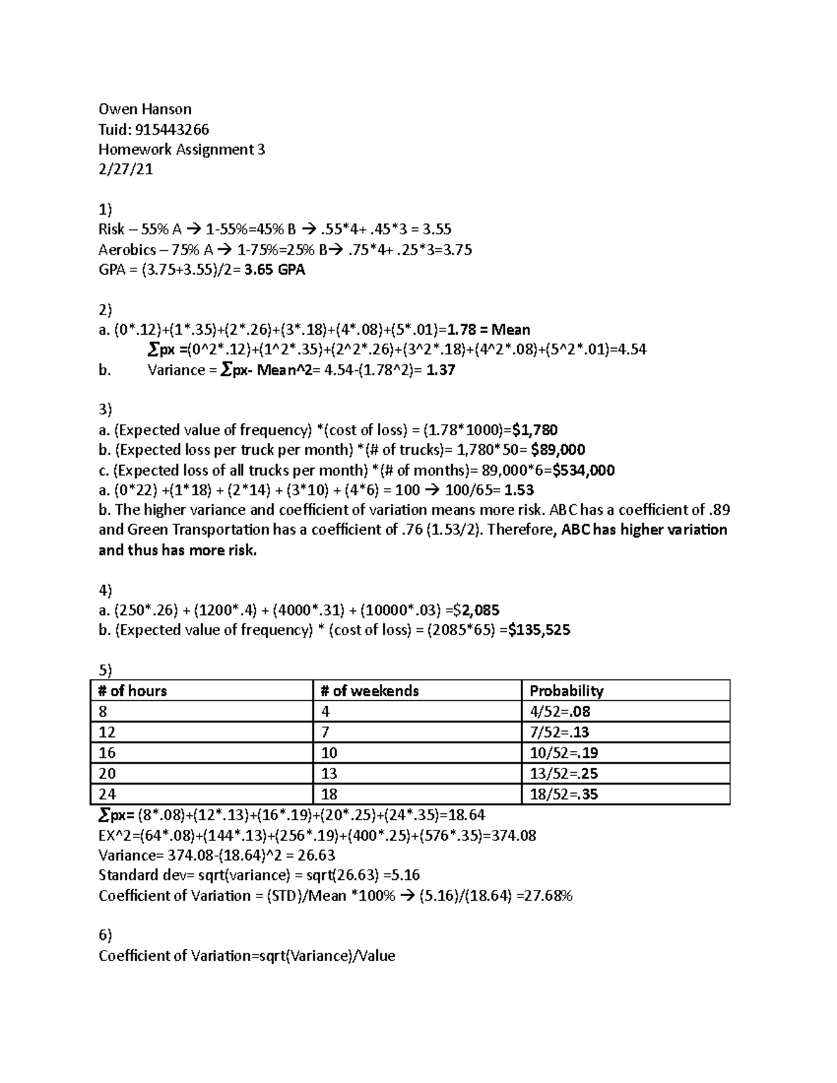 Risk Homework Assignment 3 Analysis and Solutions - Studocu