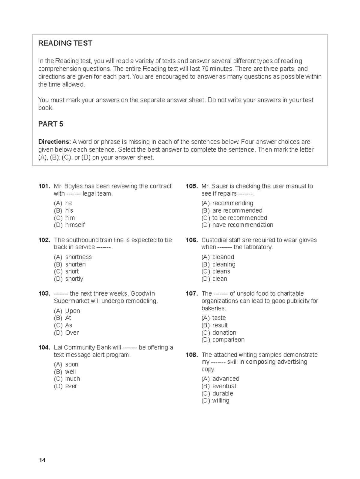READING TEST: Practice Questions and Comprehension Tips - Studocu