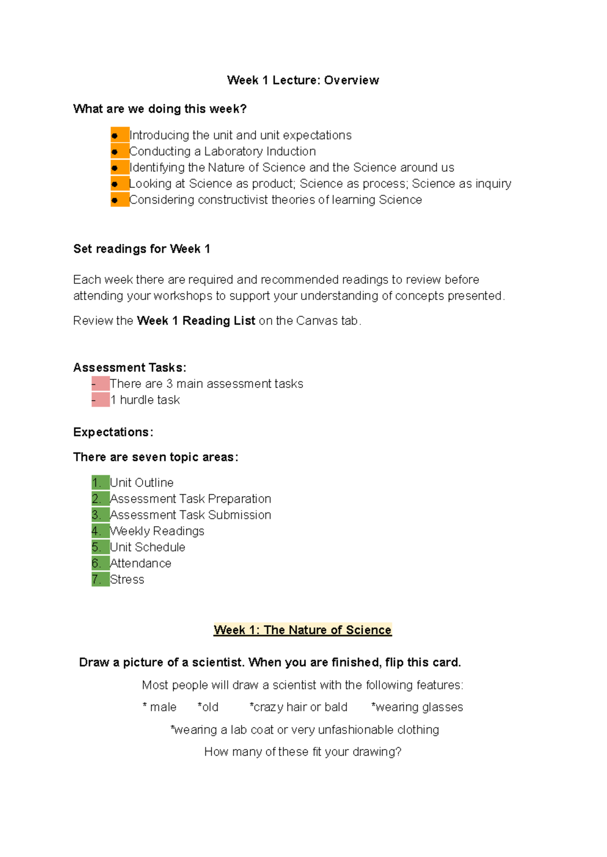 EDSI290 Week 1 Lecture Notes: Understanding the Nature of Science - Studocu