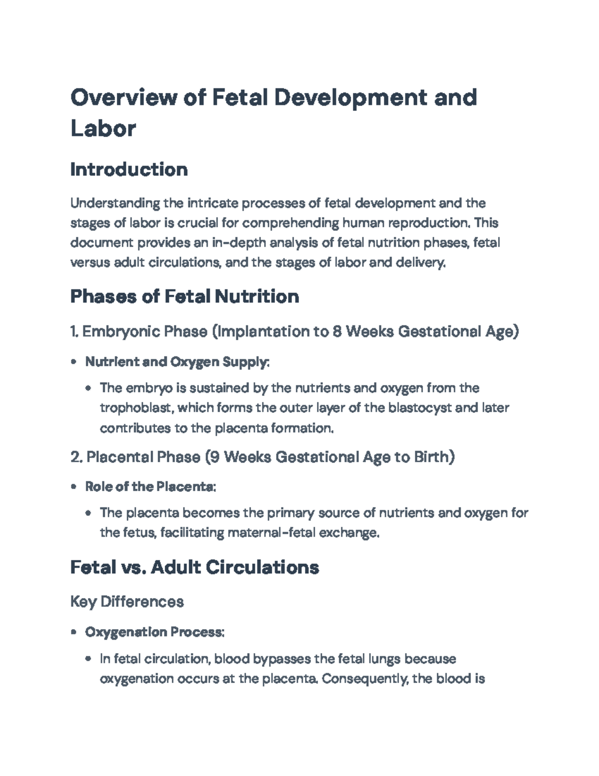 Fetal Development and Labor: Key Processes and Stages Overview ...