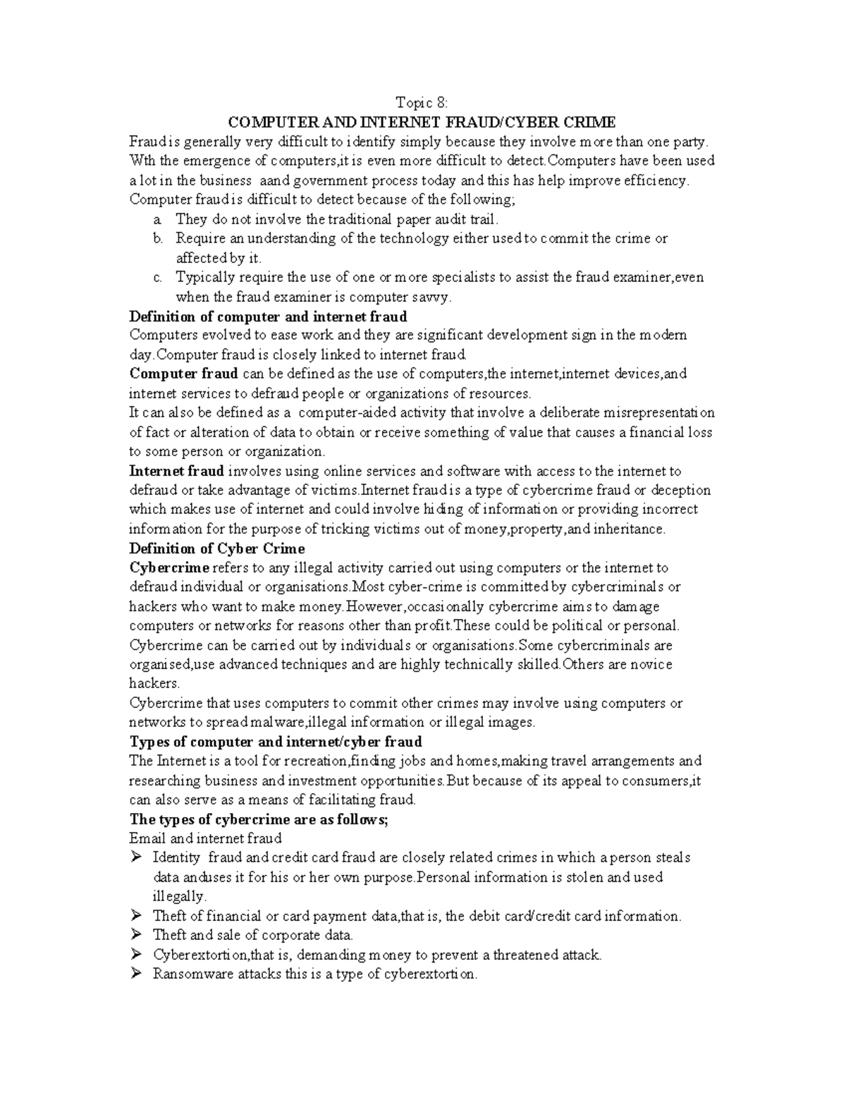 Cyber Crime and Computer Fraud: Understanding Threats & Prevention ...