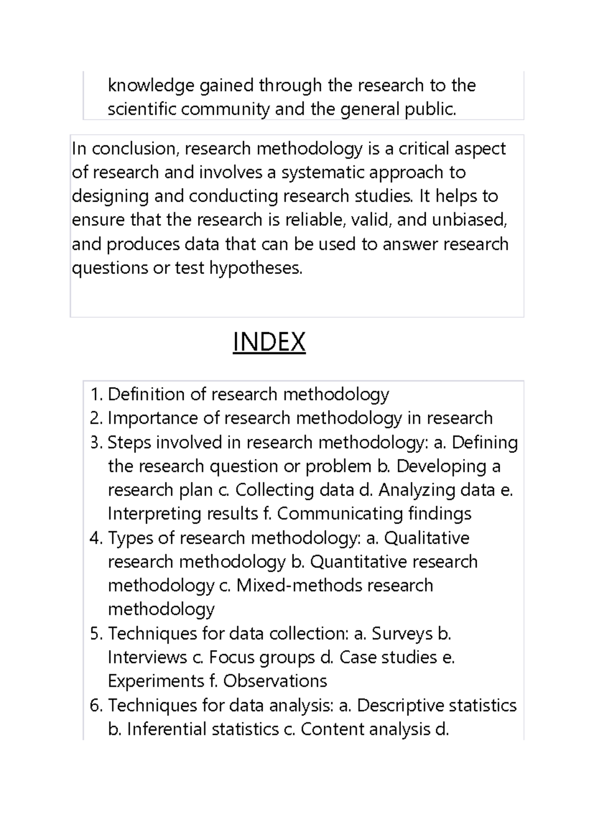 Research Methodology - knowledge gained through the research to the ...