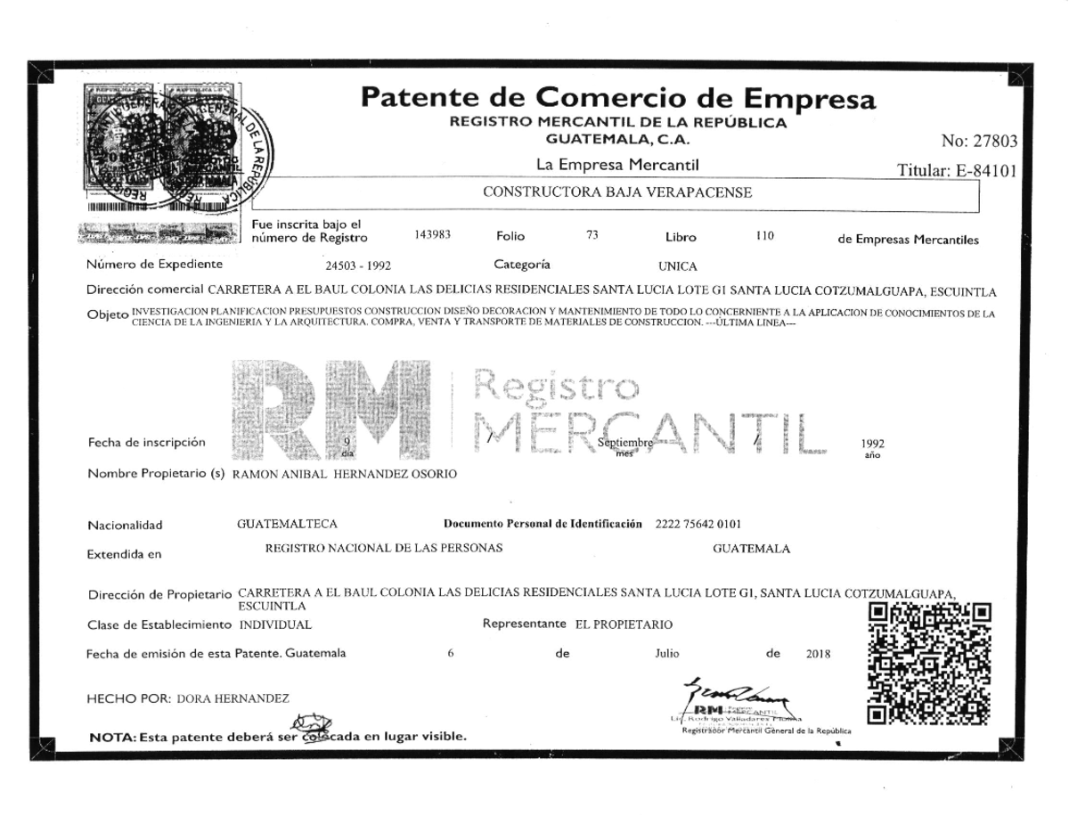 Patente De Comercio De Empresa Registro Mercantil www.studocu.com