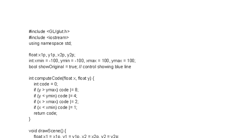 Cohen Clipping Algorithm - Code Implementation - Studocu