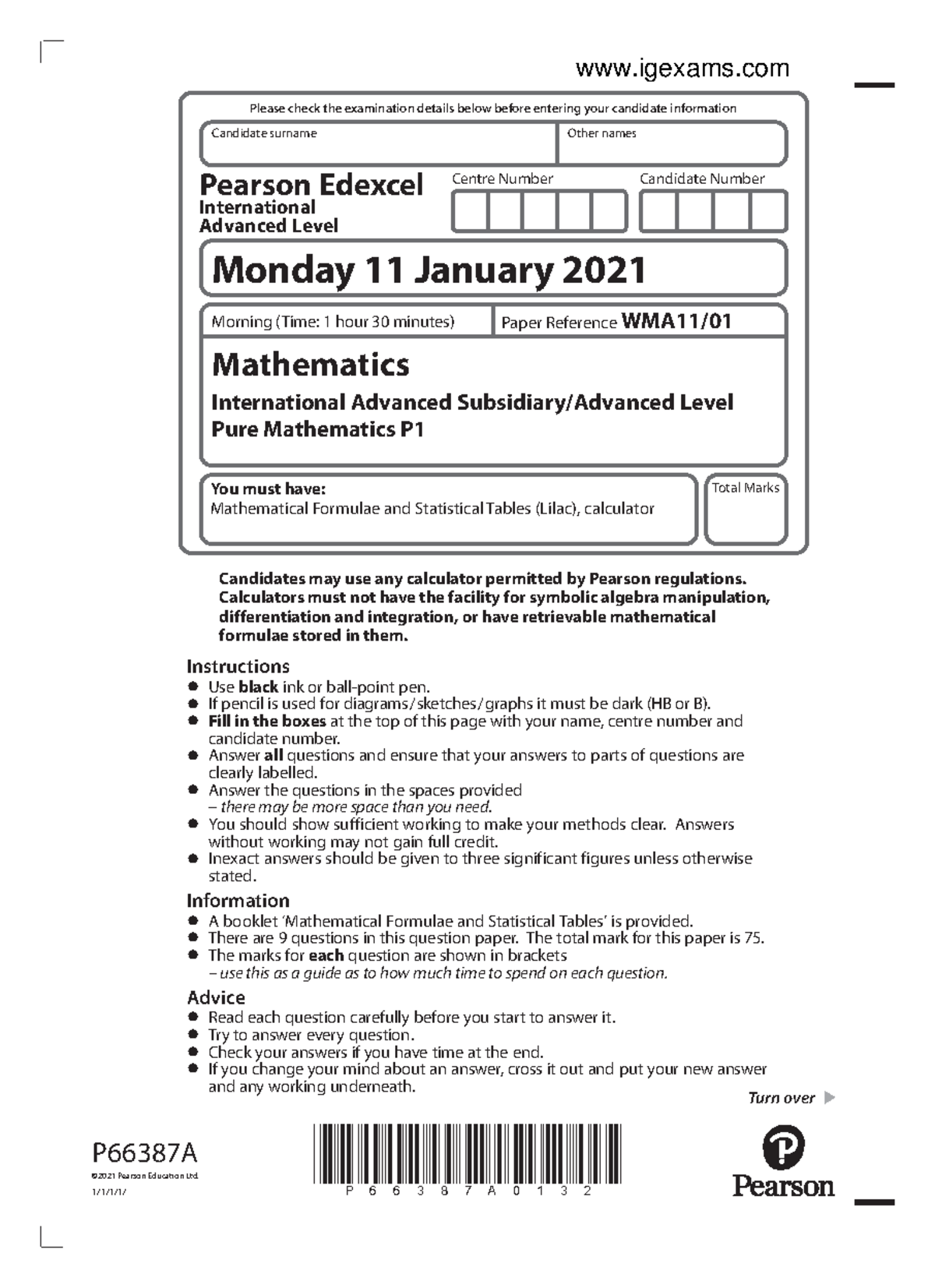 Mathematics P1: January 2021 Question Paper (QP) - Studocu