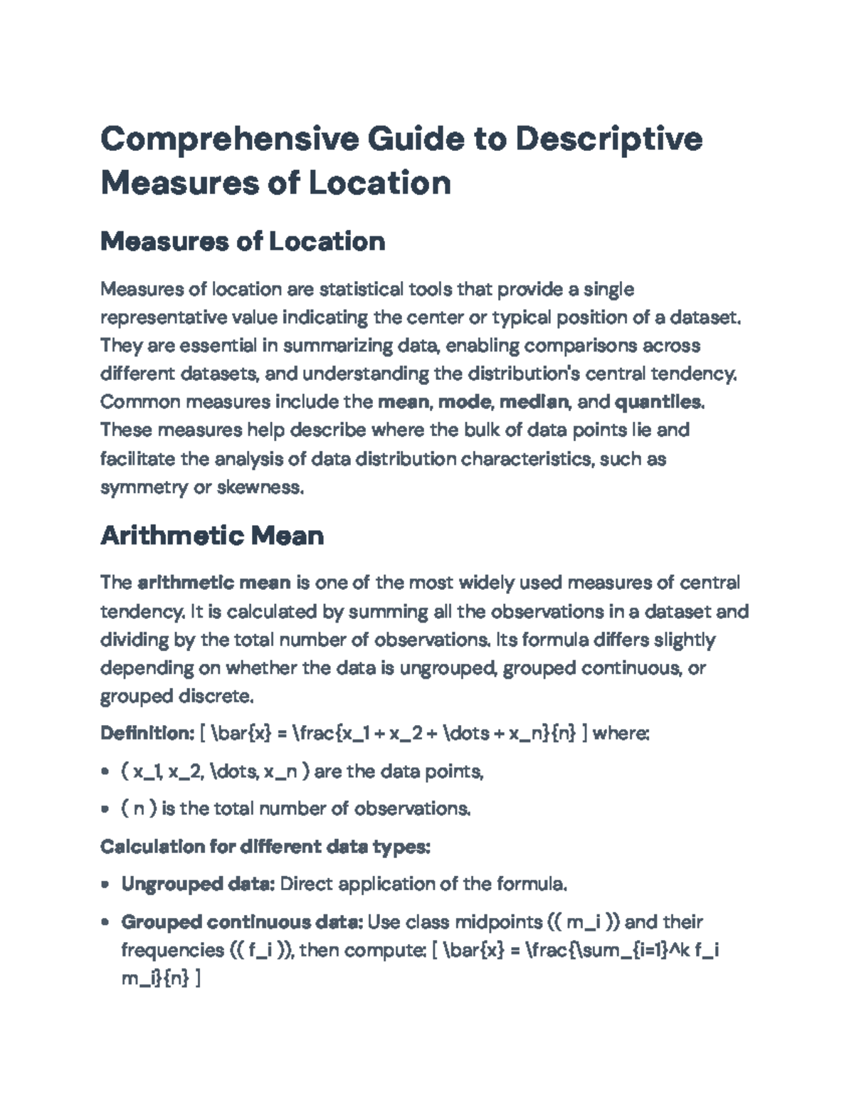 Comprehensive Guide to Measures of Location in Statistics (STAT 101 ...