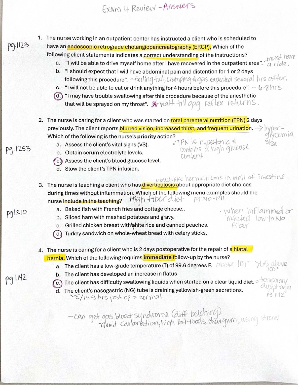 Exam 4 MedSurg Practice Questions Review - Studocu