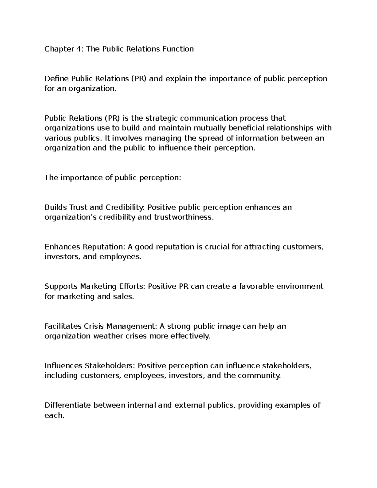 Ebus1514 - Chapter 4: The Public Relations Function Overview and ...