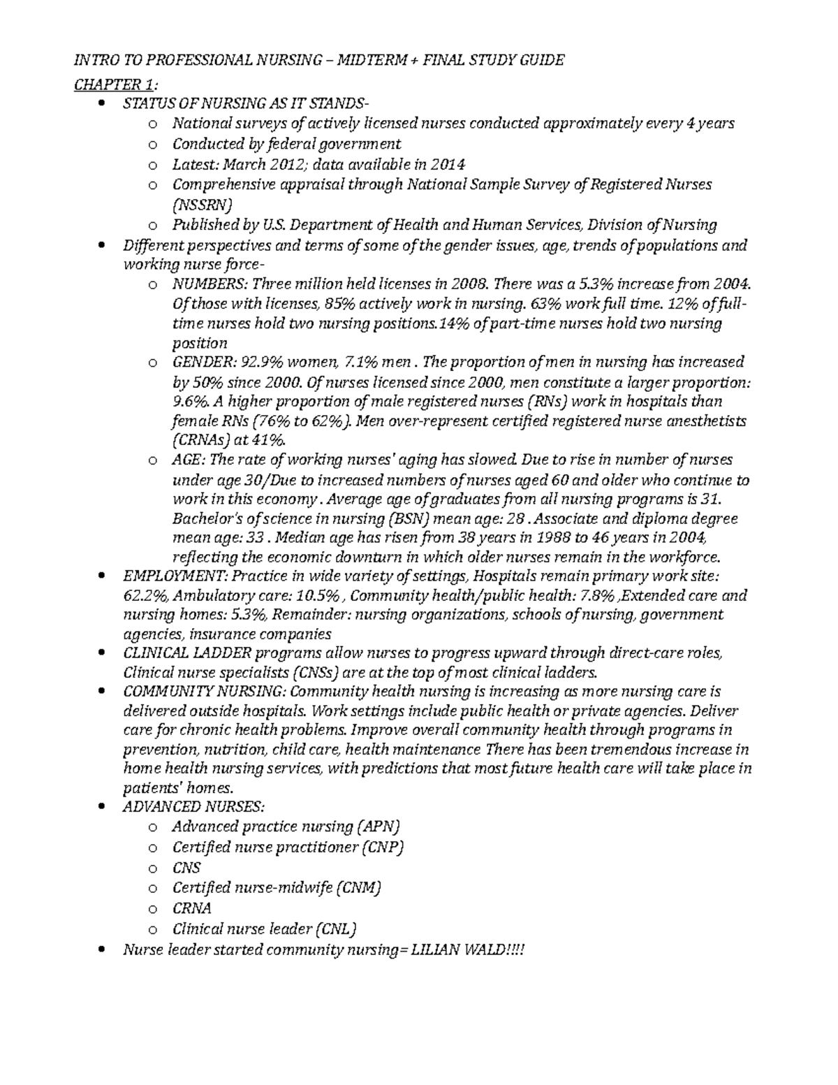 NUR 101: Comprehensive Study Guide for Nursing Fundamentals - Studocu