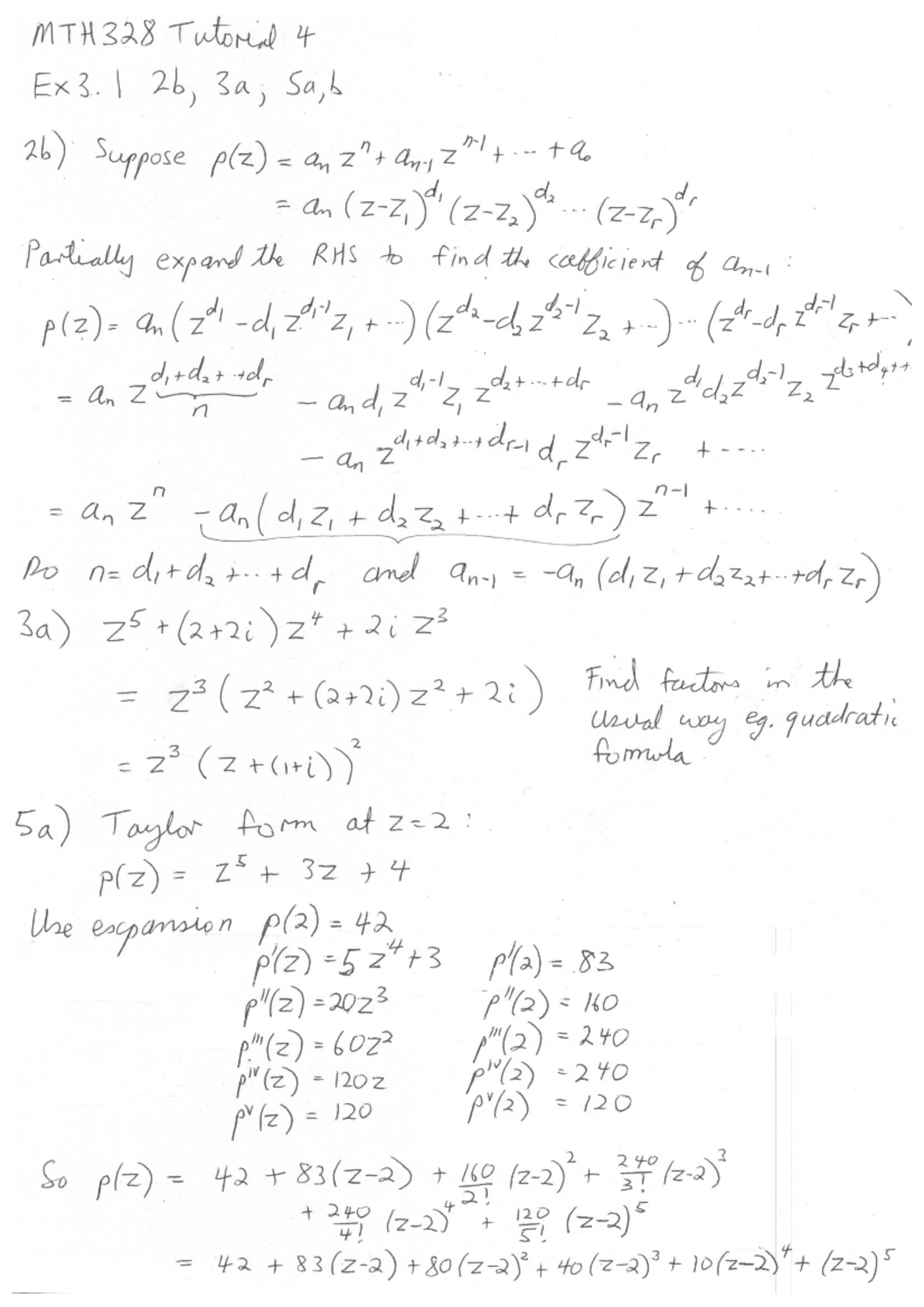 MTH328 Online Tutorial 04 Solutions: Exercises 2b, 3a, and 5a - Studocu