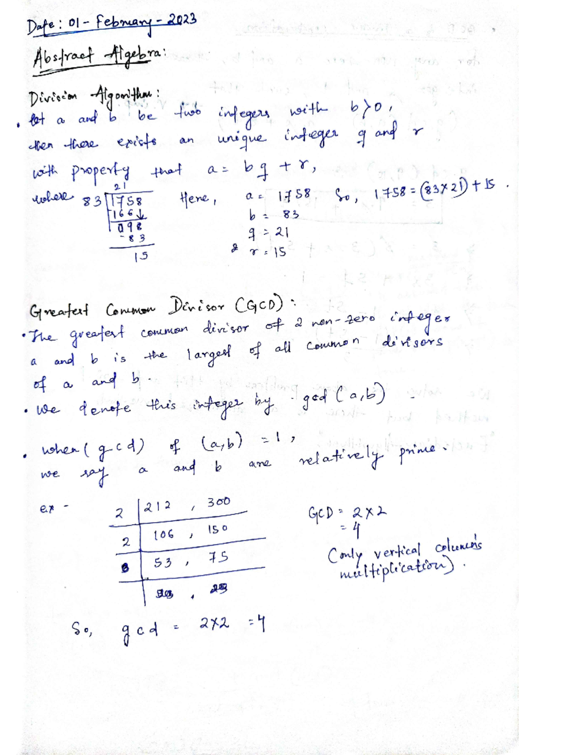 Document 64 - notes on abstract algebra - Date: February 2023 Abstract ...